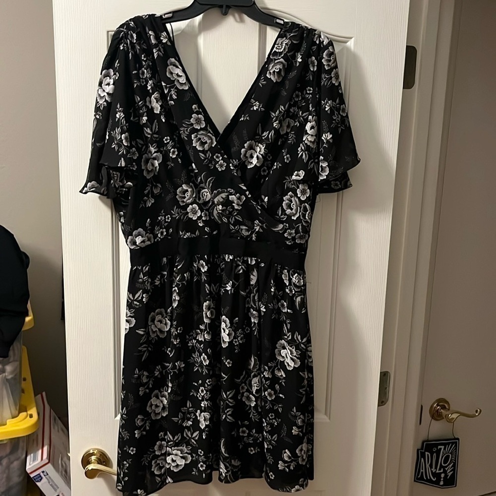 Floral Black Midi Dress
